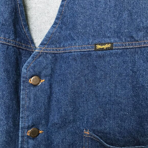 Vintage Wrangler Trucker Vest Mens Size XXL Blue Denim Jean Sleeveless Cowboy - Picture 6 of 8